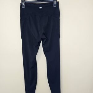 SKIDREAM Women's Black Ankle Leggings L Pockets Stretch Elastic Waist Logo